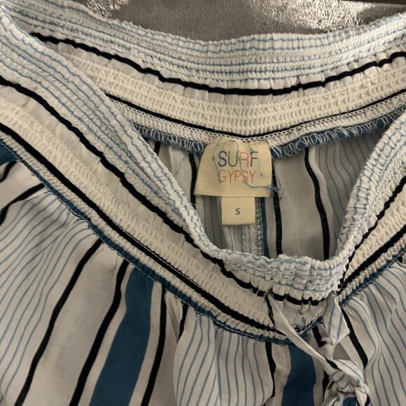 Surf Gypsy Printed Side Lace Up Swim Cover Up Shorts Stripe Beach Blue Sz S - Picture 5 of 5